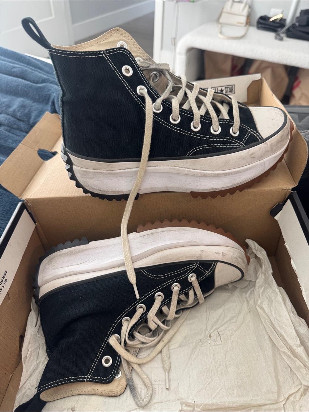 Converse Black and white High-Top Platform Sneakers